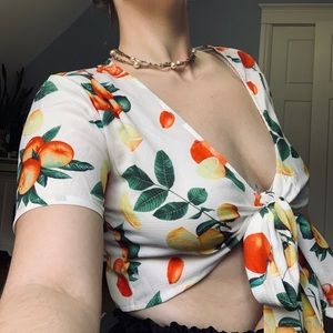 Tie Front Citrus Crop Top